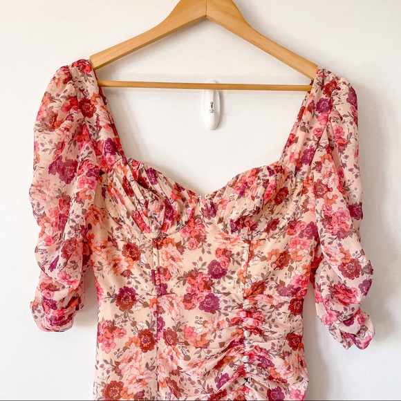 SOLD For Love & Lemons Evie Floral Maxi Dress in Tearose Sz S - Picture 7 of 13